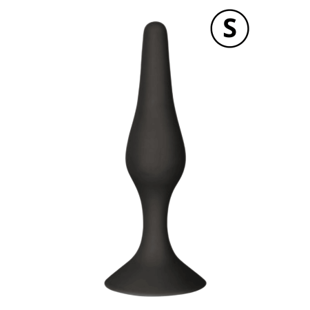 Plug Anal Noir en Silicone avec Ventouse Taille S 10,5 cm Pocket Pleasure  1 dosette de lubrifiant