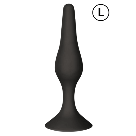 Plug Anal Noir en Silicone avec Ventouse Taille L 12,7 cm Pocket Pleasure  1 dosette de lubrifiant