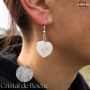 Boucles d'oreilles avec pierre Cristal de Roche AB en forme de coeur 20mm