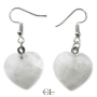 Boucles d'oreilles avec pierre Cristal de Roche AB en forme de coeur 20mm
