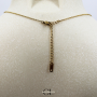 Collier chaine plume doré en forme Y  en acier inoxydable avec pierre Quartz Rose A 8mm