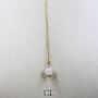 Collier chaine plume doré en forme Y  en acier inoxydable avec pierre Quartz Rose A 8mm