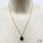 Collier chaine en acier inoxydable doré  avec pierre Améthyste A et Croix