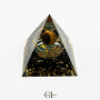 Orgonite pyramide Oeil de Tigre et Obsidienne Noire Arbre de Vie  Spirale