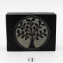 Boîte à bijoux en pierre Saponite rectangle Arbre de Vie 10cm