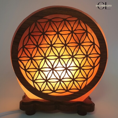 Lampe de sel d'Himalaya Fleur de vie 5KG