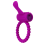 Anneau violet vibrant silicone avec langue picot Pocket Pleasure  1 dosette de lubrifiant