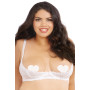 Soutien-gorge blanc grande taille demi-bonnets seins nus avec armatures 