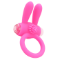 Anneau vibrant silicone rose avec oreilles de lapin - COR-003PNK