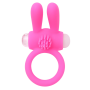 Anneau vibrant silicone rose avec oreilles de lapin - COR-003PNK
