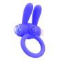 Anneau vibrant silicone bleu avec oreilles de lapin - COR-003BLU