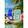 Anneau vibrant silicone bleu avec oreilles de lapin - COR-003BLU