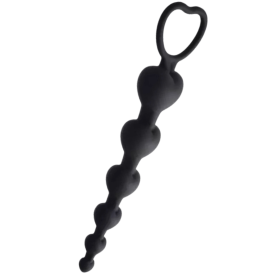 Chapelet Anal Cœur Silicone Noir  1 dosette de lubrifiant — Pocket Pleasure