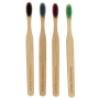 Lot de 4 Brosses à Dents en Bambou Colorées et Biodégradables