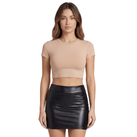 Jupe noire en simili cuir mat Sifia - LSL5-S