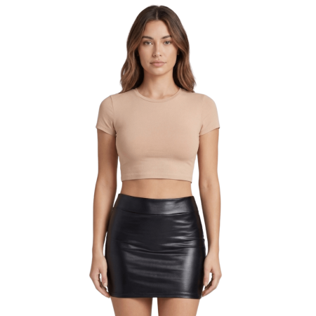 Jupe noire en simili cuir mat Sifia - LSL5-S
