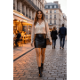 Jupe noire en simili cuir mat Sifia - LSL5-S