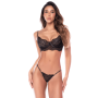 Ensemble 3 pièces en dentelle noire avec pantalon transparent - Mapalé