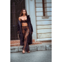Ensemble 3 pièces en dentelle noire avec pantalon transparent - Mapalé