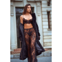 Ensemble 3 pièces en dentelle noire avec pantalon transparent - Mapalé