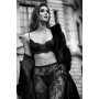 Ensemble 3 pièces en dentelle noire avec pantalon transparent - Mapalé