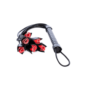 Fouet multi-lanières noir avec roses rouges décoratives - Mapalé