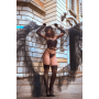 Ensemble 2 pièces bustier en dentelle et string noir - Mapalé