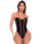 Body bustier en résille noir effet liquide avec laçage dos - Mapalé