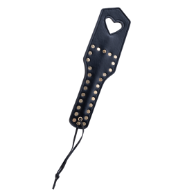 Paddle de fessée en similicuir clouté noir avec cœur - Mapalé