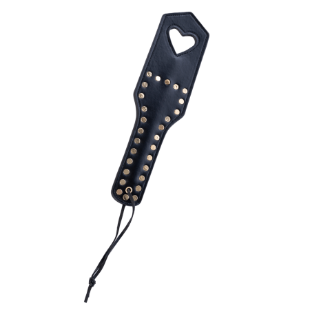 Paddle de fessée en similicuir clouté noir avec cœur - Mapalé