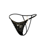 String noir en dentelle avec bijou et chaîne dorée - PM06G-BBLK