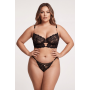 String noir en dentelle avec bijou et chaîne dorée - PM06G-BBLK