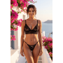 String noir en dentelle avec bijou et chaîne dorée - PM06G-BBLK