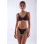 Tanga noir en dentelle avec bijou losanges dorés - PM01GBLK