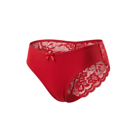 Culotte rouge en dentelle avec nœud en satin - PF09LRED