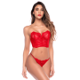 Ensemble 2 pièces bustier en dentelle rouge et string - Mapalé