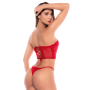 Ensemble 2 pièces bustier en dentelle rouge et string - Mapalé
