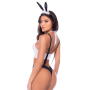 Déguisement lapine sexy 3 pièces avec oreilles, top court et culotte à bretelles - Mapalé