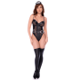 Body policier en résille transparente et wetlook avec détails métalliques - Mapalé
