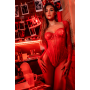 Body rouge à manches longues en dentelle avec armatures - Mapalé