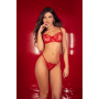 Ensemble 2 pièces rouge rubis avec soutien-gorge brodé à armatures et string - Mapalé