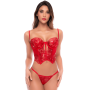 Ensemble 2 pièces rouge écarlate avec bustier brodé de sequins et string - Mapalé