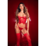 Ensemble 2 pièces rouge écarlate avec bustier brodé de sequins et string - Mapalé