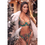 Ensemble 3 pièces vert aurore avec soutien-gorge brodé, porte-jarretelles et string - Mapalé