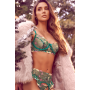 Ensemble 3 pièces vert aurore avec soutien-gorge brodé, porte-jarretelles et string - Mapalé