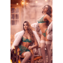 Ensemble 3 pièces vert aurore avec soutien-gorge brodé, porte-jarretelles et string - Mapalé
