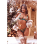 Ensemble 2 pièces vert aurore avec soutien-gorge brodé transparent et string - Mapalé