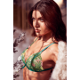 Ensemble 2 pièces vert aurore avec soutien-gorge brodé transparent et string - Mapalé