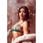 Ensemble 2 pièces vert aurore avec soutien-gorge brodé transparent et string - Mapalé