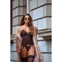 Ensemble 2 pièces avec bustier transparent à armatures et jarretelles noir - Mapalé